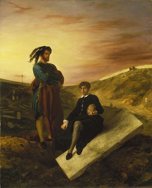Bestand:Eugène Delacroix Hamlet und Horatio auf dem Friedhof (1835) Städel Museum.jpg