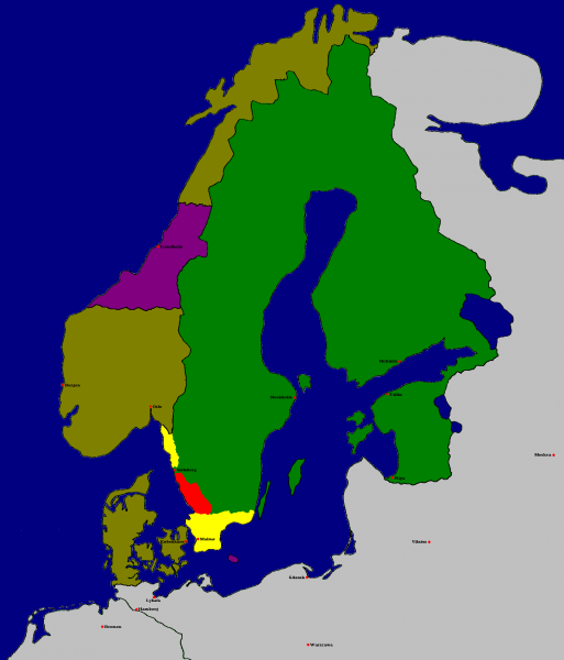 Bestand:Denmark-Norway in 1658, Treaty of Roskilde.png