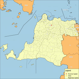 Administratieve kaart van de Indonesische provincie Banten.