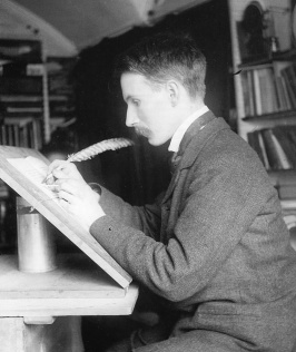 Edward Johnston aan het werk, 1902.