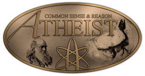 Een embleem, betreffend ateïsme.