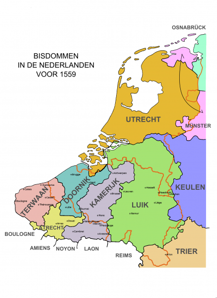 Bestand:Low Countries Medieval Dioceses-NL.png