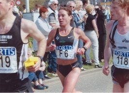 Tijdens de marathon van Rotterdam 2003